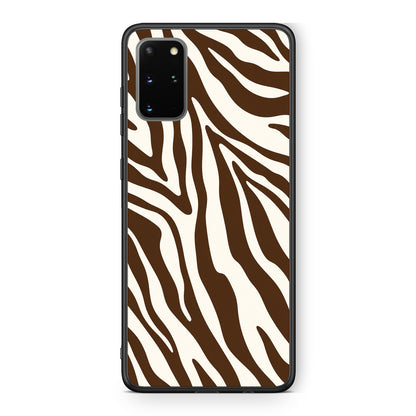 Θήκη Samsung Galaxy S20+ Brown and Cream Zebra Stripes από τη Smartfits με σχέδιο στο πίσω μέρος και μαύρο περίβλημα | Samsung Galaxy S20+ Brown and Cream Zebra Stripes case with colorful back and black bezels