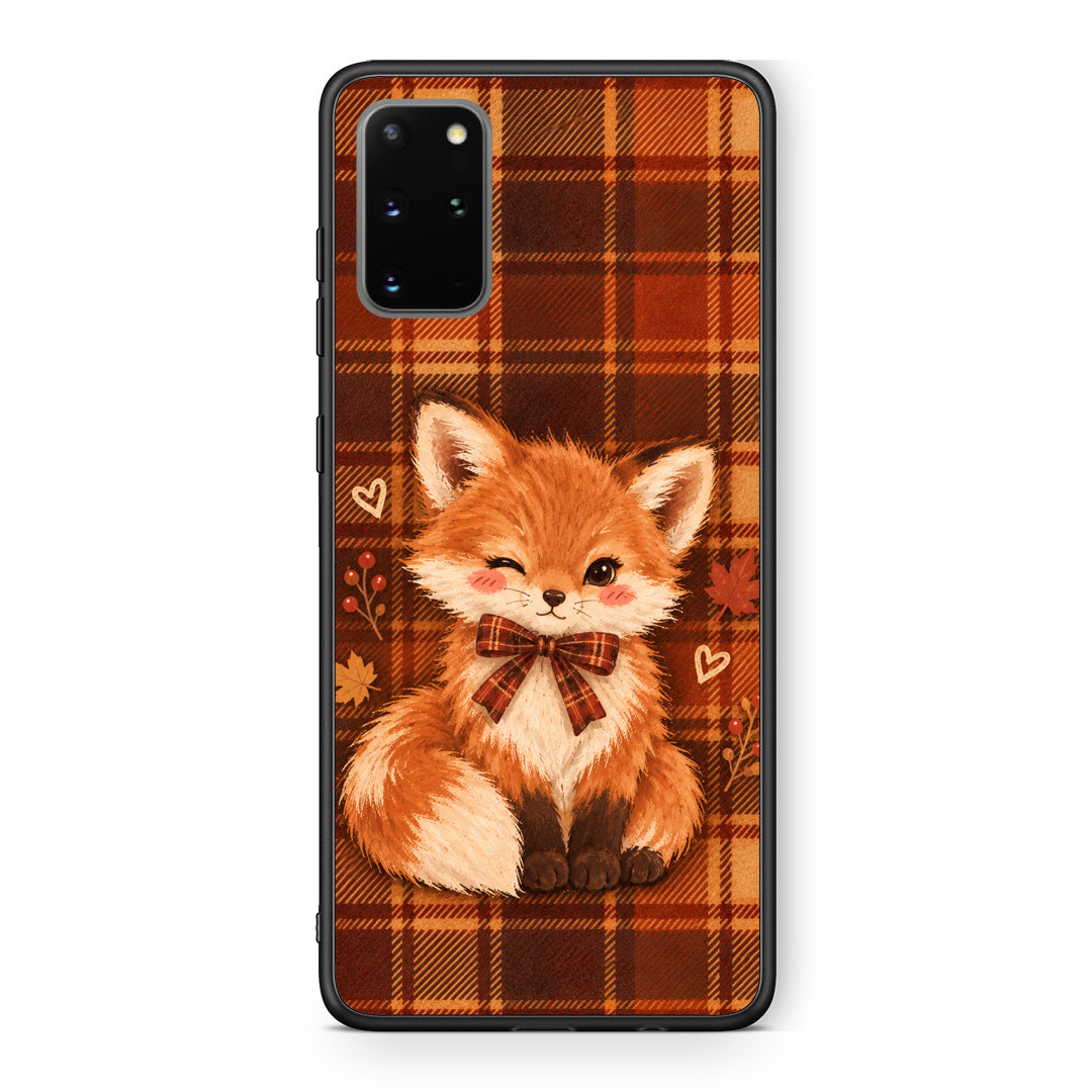 Θήκη Samsung Galaxy S20+ Fox on Autumn Tartan από τη Smartfits με σχέδιο στο πίσω μέρος και μαύρο περίβλημα | Samsung Galaxy S20+ Fox on Autumn Tartan case with colorful back and black bezels