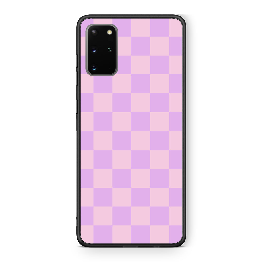 Θήκη Samsung Galaxy S20+ Lavender and Pink Checkerboard από τη Smartfits με σχέδιο στο πίσω μέρος και μαύρο περίβλημα | Samsung Galaxy S20+ Lavender and Pink Checkerboard case with colorful back and black bezels