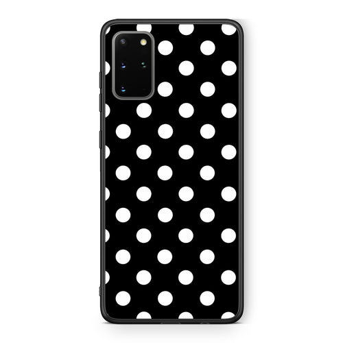 Θήκη Samsung Galaxy S20+ White Polka Dots on Black από τη Smartfits με σχέδιο στο πίσω μέρος και μαύρο περίβλημα | Samsung Galaxy S20+ White Polka Dots on Black case with colorful back and black bezels