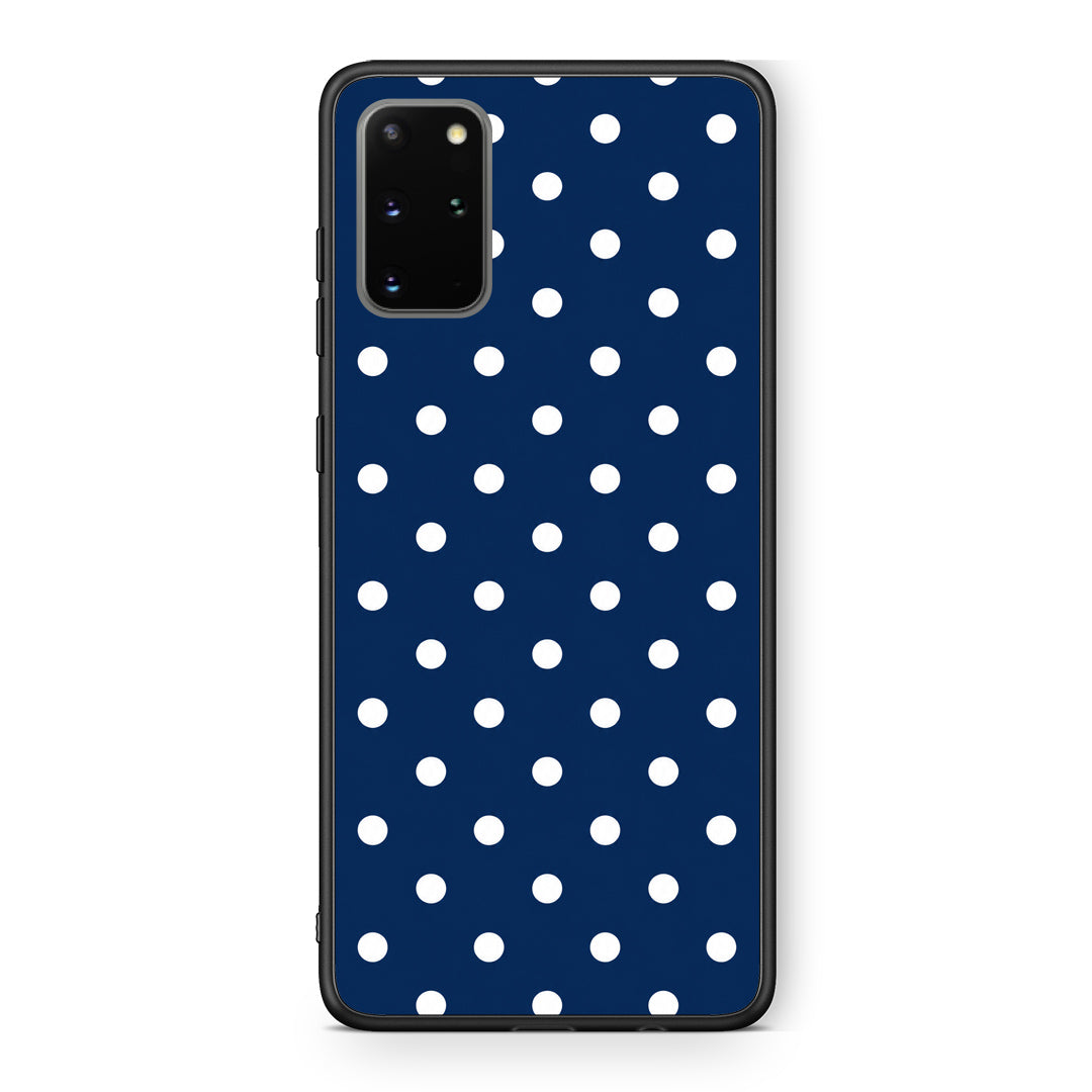 Θήκη Samsung Galaxy S20+ White Small Polka Dots on Navy από τη Smartfits με σχέδιο στο πίσω μέρος και μαύρο περίβλημα | Samsung Galaxy S20+ White Small Polka Dots on Navy case with colorful back and black bezels