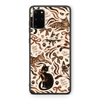 Θήκη Samsung Galaxy S20+ Wild Cats and Animal Print Collage από τη Smartfits με σχέδιο στο πίσω μέρος και μαύρο περίβλημα | Samsung Galaxy S20+ Wild Cats and Animal Print Collage case with colorful back and black bezels