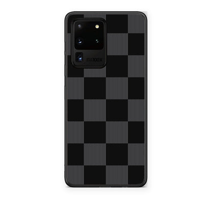 Θήκη Samsung Galaxy S20 Ultra Black and Charcoal Striped Checks από τη Smartfits με σχέδιο στο πίσω μέρος και μαύρο περίβλημα | Samsung Galaxy S20 Ultra Black and Charcoal Striped Checks case with colorful back and black bezels