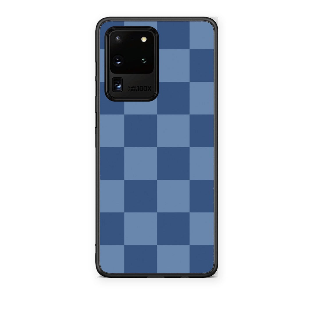 Θήκη Samsung Galaxy S20 Ultra Denim Blue Checkerboard από τη Smartfits με σχέδιο στο πίσω μέρος και μαύρο περίβλημα | Samsung Galaxy S20 Ultra Denim Blue Checkerboard case with colorful back and black bezels