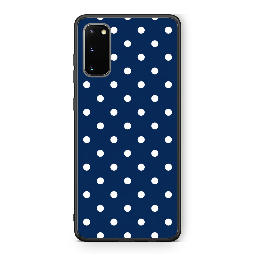 Θήκη Samsung Galaxy S20 White Small Polka Dots on Navy από τη Smartfits με σχέδιο στο πίσω μέρος και μαύρο περίβλημα | Samsung Galaxy S20 White Small Polka Dots on Navy case with colorful back and black bezels