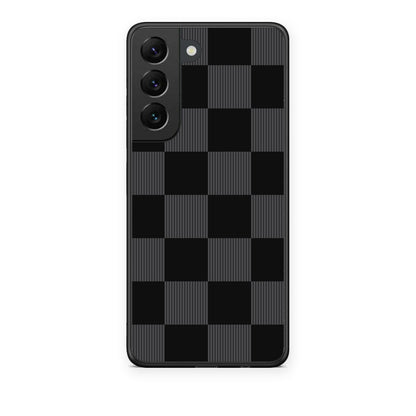 Θήκη Samsung Galaxy S22 Black and Charcoal Striped Checks από τη Smartfits με σχέδιο στο πίσω μέρος και μαύρο περίβλημα | Samsung Galaxy S22 Black and Charcoal Striped Checks case with colorful back and black bezels