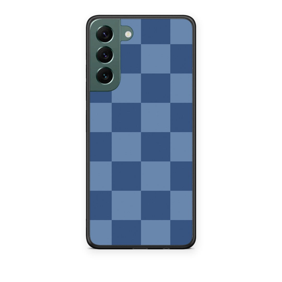 Θήκη Samsung Galaxy S22 Plus Denim Blue Checkerboard από τη Smartfits με σχέδιο στο πίσω μέρος και μαύρο περίβλημα | Samsung Galaxy S22 Plus Denim Blue Checkerboard case with colorful back and black bezels