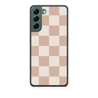 Θήκη Samsung Galaxy S22 Plus Latte and Cream Striped Checks από τη Smartfits με σχέδιο στο πίσω μέρος και μαύρο περίβλημα | Samsung Galaxy S22 Plus Latte and Cream Striped Checks case with colorful back and black bezels
