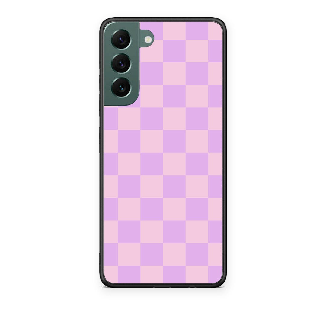 Θήκη Samsung Galaxy S22 Plus Lavender and Pink Checkerboard από τη Smartfits με σχέδιο στο πίσω μέρος και μαύρο περίβλημα | Samsung Galaxy S22 Plus Lavender and Pink Checkerboard case with colorful back and black bezels