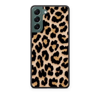 Θήκη Samsung Galaxy S22 Plus Leopard Print Tan Small από τη Smartfits με σχέδιο στο πίσω μέρος και μαύρο περίβλημα | Samsung Galaxy S22 Plus Leopard Print Tan Small case with colorful back and black bezels