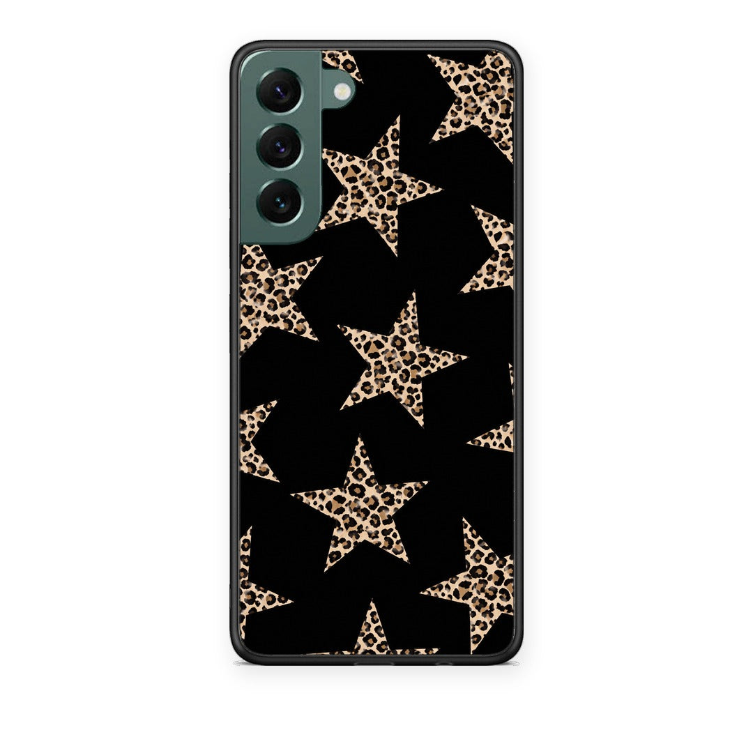 Θήκη Samsung Galaxy S22 Plus Leopard Stars on Black από τη Smartfits με σχέδιο στο πίσω μέρος και μαύρο περίβλημα | Samsung Galaxy S22 Plus Leopard Stars on Black case with colorful back and black bezels