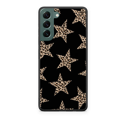 Θήκη Samsung Galaxy S22 Plus Leopard Stars on Black από τη Smartfits με σχέδιο στο πίσω μέρος και μαύρο περίβλημα | Samsung Galaxy S22 Plus Leopard Stars on Black case with colorful back and black bezels