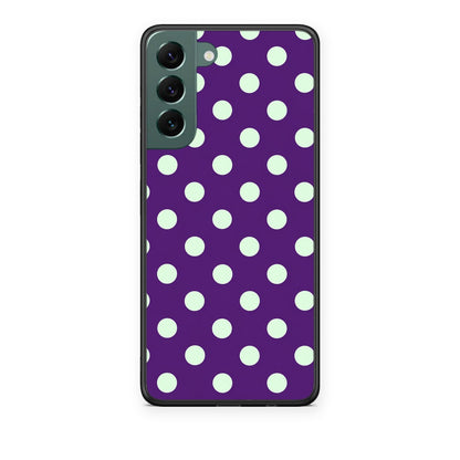 Θήκη Samsung Galaxy S22 Plus Mint Polka Dots on Purple από τη Smartfits με σχέδιο στο πίσω μέρος και μαύρο περίβλημα | Samsung Galaxy S22 Plus Mint Polka Dots on Purple case with colorful back and black bezels