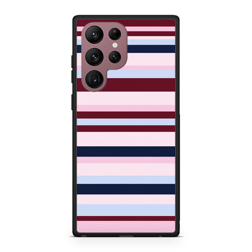 Θήκη Samsung Galaxy S22 Ultra Burgundy Pink and Blue Horizontal Stripes από τη Smartfits με σχέδιο στο πίσω μέρος και μαύρο περίβλημα | Samsung Galaxy S22 Ultra Burgundy Pink and Blue Horizontal Stripes case with colorful back and black bezels