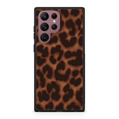 Θήκη Samsung Galaxy S22 Ultra Leopard Print Dark Brown από τη Smartfits με σχέδιο στο πίσω μέρος και μαύρο περίβλημα | Samsung Galaxy S22 Ultra Leopard Print Dark Brown case with colorful back and black bezels