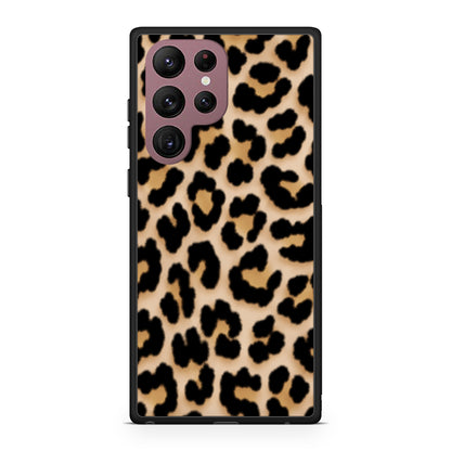 Θήκη Samsung Galaxy S22 Ultra Leopard Print Tan Small από τη Smartfits με σχέδιο στο πίσω μέρος και μαύρο περίβλημα | Samsung Galaxy S22 Ultra Leopard Print Tan Small case with colorful back and black bezels