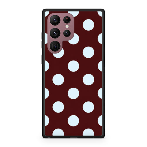 Θήκη Samsung Galaxy S22 Ultra Pale Blue Large Polka Dots on Burgundy από τη Smartfits με σχέδιο στο πίσω μέρος και μαύρο περίβλημα | Samsung Galaxy S22 Ultra Pale Blue Large Polka Dots on Burgundy case with colorful back and black bezels