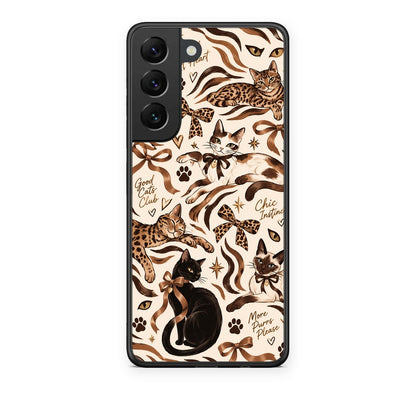 Θήκη Samsung Galaxy S22 Wild Cats and Animal Print Collage από τη Smartfits με σχέδιο στο πίσω μέρος και μαύρο περίβλημα | Samsung Galaxy S22 Wild Cats and Animal Print Collage case with colorful back and black bezels