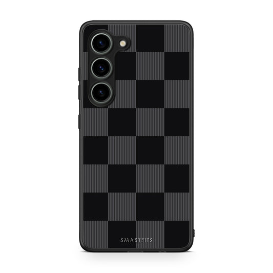 Θήκη Samsung Galaxy S23 Black and Charcoal Striped Checks από τη Smartfits με σχέδιο στο πίσω μέρος και μαύρο περίβλημα | Samsung Galaxy S23 Black and Charcoal Striped Checks case with colorful back and black bezels
