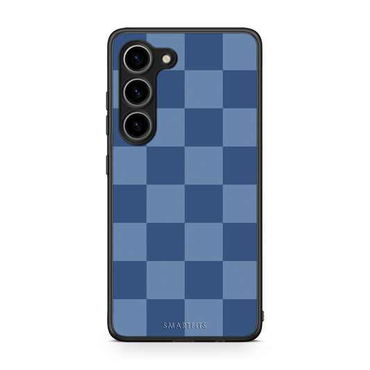 Θήκη Samsung Galaxy S23 Denim Blue Checkerboard από τη Smartfits με σχέδιο στο πίσω μέρος και μαύρο περίβλημα | Samsung Galaxy S23 Denim Blue Checkerboard case with colorful back and black bezels