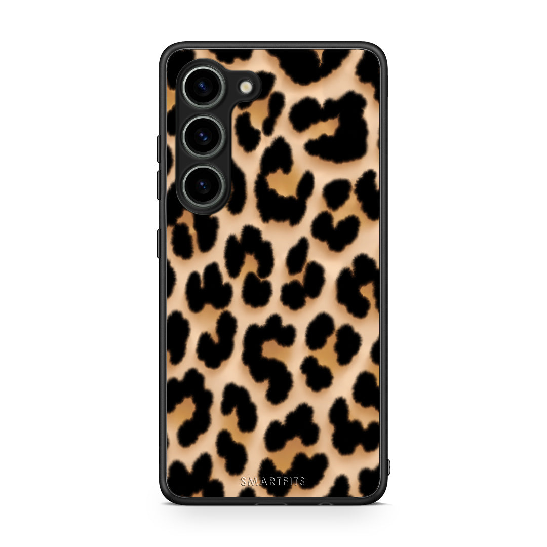 Θήκη Samsung Galaxy S23 Leopard Print Tan Large από τη Smartfits με σχέδιο στο πίσω μέρος και μαύρο περίβλημα | Samsung Galaxy S23 Leopard Print Tan Large case with colorful back and black bezels