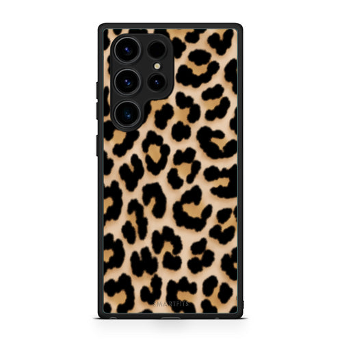 Θήκη Samsung Galaxy S23 Ultra Leopard Print Tan Small από τη Smartfits με σχέδιο στο πίσω μέρος και μαύρο περίβλημα | Samsung Galaxy S23 Ultra Leopard Print Tan Small case with colorful back and black bezels