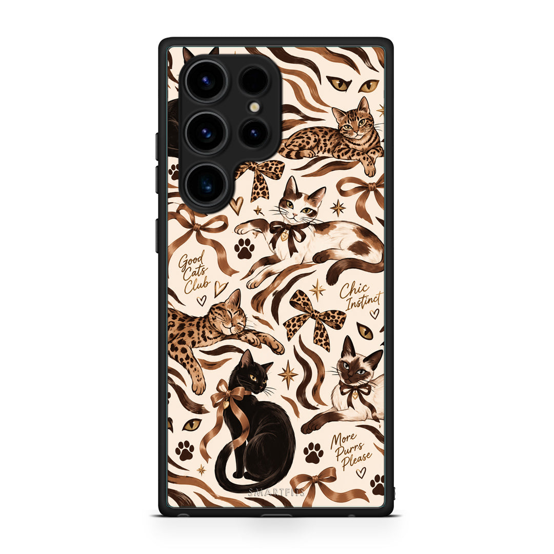 Θήκη Samsung Galaxy S23 Ultra Wild Cats and Animal Print Collage από τη Smartfits με σχέδιο στο πίσω μέρος και μαύρο περίβλημα | Samsung Galaxy S23 Ultra Wild Cats and Animal Print Collage case with colorful back and black bezels