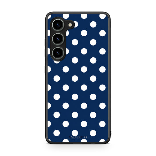Θήκη Samsung Galaxy S23 White Large Polka Dots on Navy από τη Smartfits με σχέδιο στο πίσω μέρος και μαύρο περίβλημα | Samsung Galaxy S23 White Large Polka Dots on Navy case with colorful back and black bezels