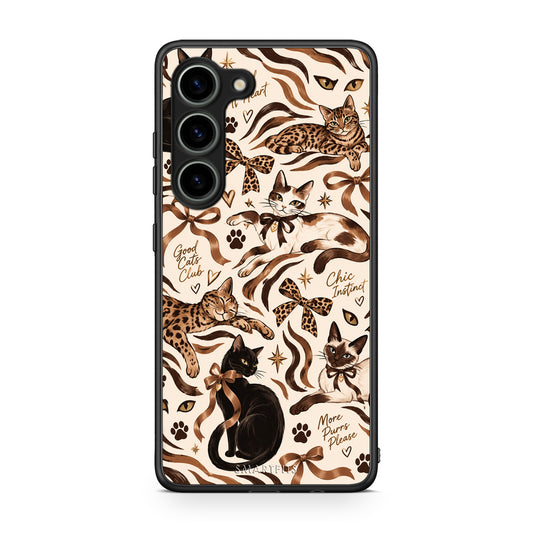 Θήκη Samsung Galaxy S23 Wild Cats and Animal Print Collage από τη Smartfits με σχέδιο στο πίσω μέρος και μαύρο περίβλημα | Samsung Galaxy S23 Wild Cats and Animal Print Collage case with colorful back and black bezels