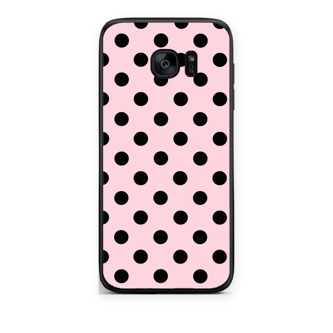 Θήκη Samsung Galaxy S7 Black Polka Dots on Pink από τη Smartfits με σχέδιο στο πίσω μέρος και μαύρο περίβλημα | Samsung Galaxy S7 Black Polka Dots on Pink case with colorful back and black bezels