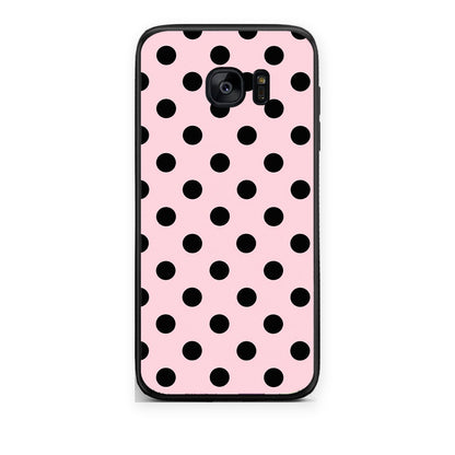 Θήκη Samsung Galaxy S7 Black Polka Dots on Pink από τη Smartfits με σχέδιο στο πίσω μέρος και μαύρο περίβλημα | Samsung Galaxy S7 Black Polka Dots on Pink case with colorful back and black bezels
