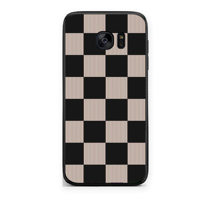 Θήκη Samsung Galaxy S7 Black and Taupe Striped Checks από τη Smartfits με σχέδιο στο πίσω μέρος και μαύρο περίβλημα | Samsung Galaxy S7 Black and Taupe Striped Checks case with colorful back and black bezels
