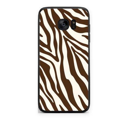 Θήκη Samsung Galaxy S7 Brown and Cream Zebra Stripes από τη Smartfits με σχέδιο στο πίσω μέρος και μαύρο περίβλημα | Samsung Galaxy S7 Brown and Cream Zebra Stripes case with colorful back and black bezels