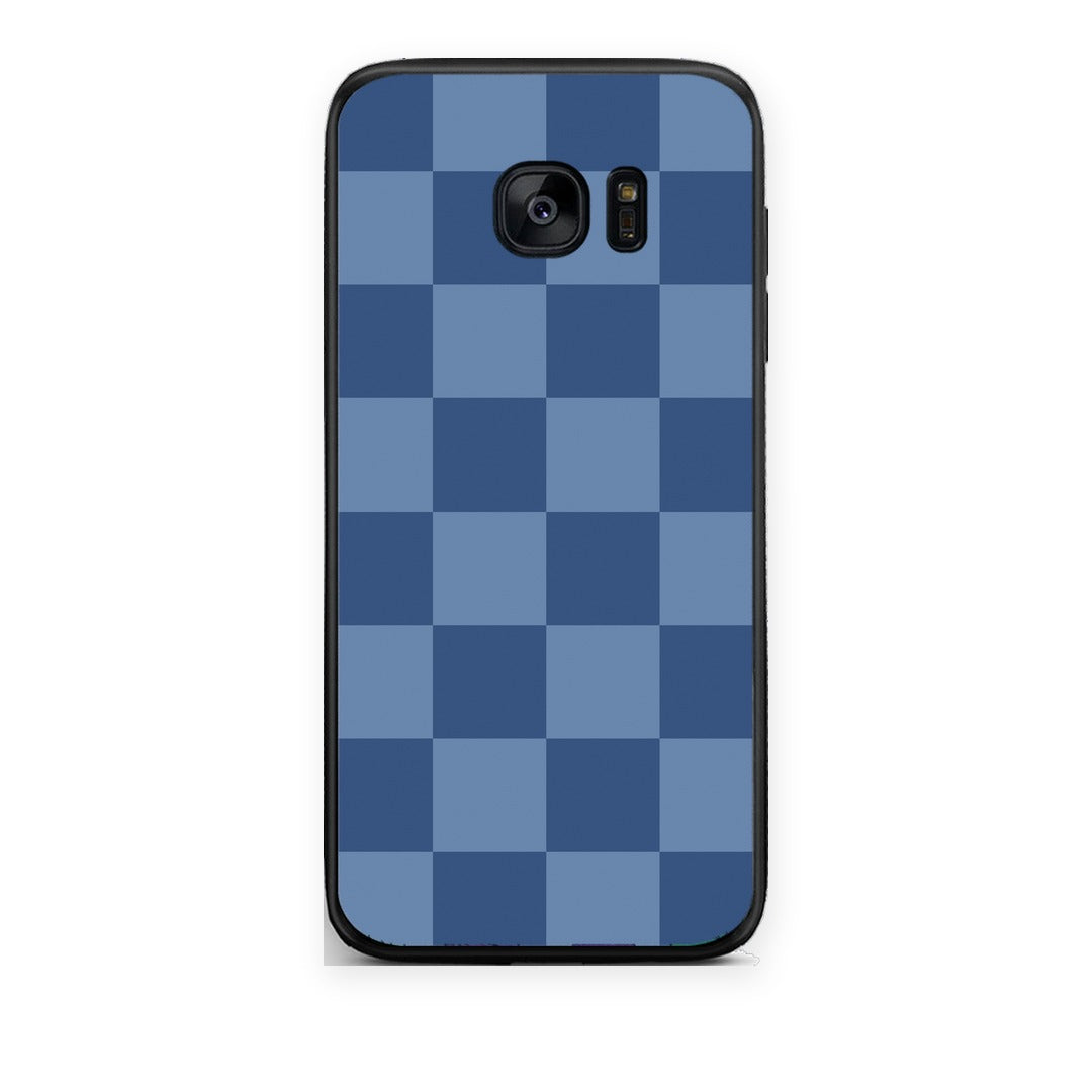 Θήκη Samsung Galaxy S7 Denim Blue Checkerboard από τη Smartfits με σχέδιο στο πίσω μέρος και μαύρο περίβλημα | Samsung Galaxy S7 Denim Blue Checkerboard case with colorful back and black bezels