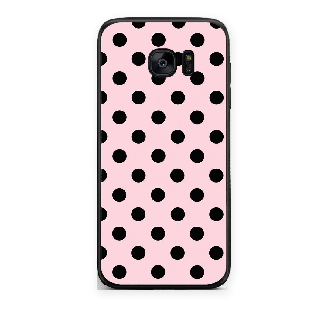 Θήκη Samsung Galaxy S7 Edge Black Polka Dots on Pink από τη Smartfits με σχέδιο στο πίσω μέρος και μαύρο περίβλημα | Samsung Galaxy S7 Edge Black Polka Dots on Pink case with colorful back and black bezels