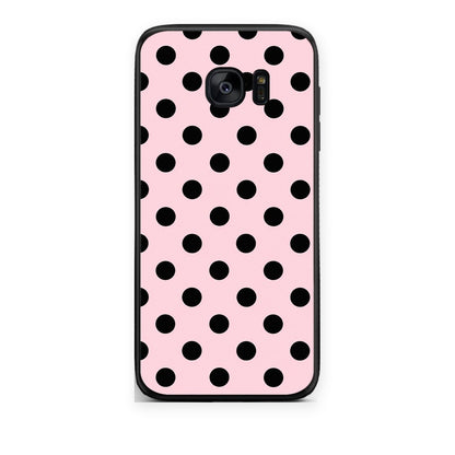Θήκη Samsung Galaxy S7 Edge Black Polka Dots on Pink από τη Smartfits με σχέδιο στο πίσω μέρος και μαύρο περίβλημα | Samsung Galaxy S7 Edge Black Polka Dots on Pink case with colorful back and black bezels