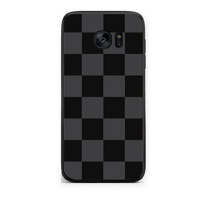Θήκη Samsung Galaxy S7 Edge Black and Charcoal Striped Checks από τη Smartfits με σχέδιο στο πίσω μέρος και μαύρο περίβλημα | Samsung Galaxy S7 Edge Black and Charcoal Striped Checks case with colorful back and black bezels