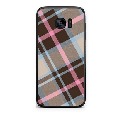 Θήκη Samsung Galaxy S7 Edge Brown Pink and Blue Diagonal Plaid από τη Smartfits με σχέδιο στο πίσω μέρος και μαύρο περίβλημα | Samsung Galaxy S7 Edge Brown Pink and Blue Diagonal Plaid case with colorful back and black bezels