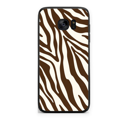 Θήκη Samsung Galaxy S7 Edge Brown and Cream Zebra Stripes από τη Smartfits με σχέδιο στο πίσω μέρος και μαύρο περίβλημα | Samsung Galaxy S7 Edge Brown and Cream Zebra Stripes case with colorful back and black bezels
