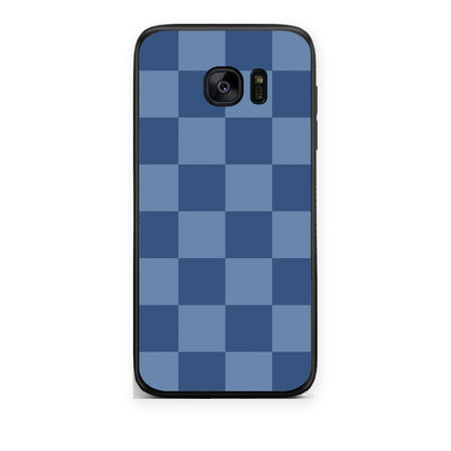 Θήκη Samsung Galaxy S7 Edge Denim Blue Checkerboard από τη Smartfits με σχέδιο στο πίσω μέρος και μαύρο περίβλημα | Samsung Galaxy S7 Edge Denim Blue Checkerboard case with colorful back and black bezels