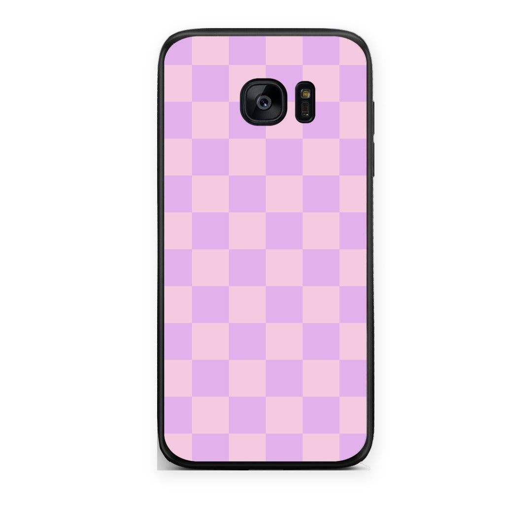 Θήκη Samsung Galaxy S7 Edge Lavender and Pink Checkerboard από τη Smartfits με σχέδιο στο πίσω μέρος και μαύρο περίβλημα | Samsung Galaxy S7 Edge Lavender and Pink Checkerboard case with colorful back and black bezels