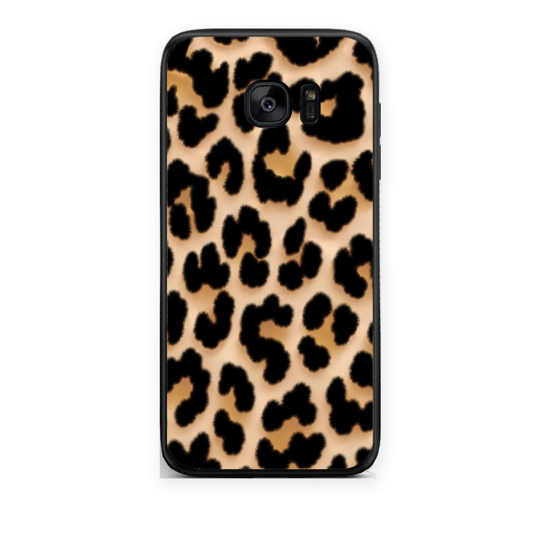 Θήκη Samsung Galaxy S7 Edge Leopard Print Tan Large από τη Smartfits με σχέδιο στο πίσω μέρος και μαύρο περίβλημα | Samsung Galaxy S7 Edge Leopard Print Tan Large case with colorful back and black bezels