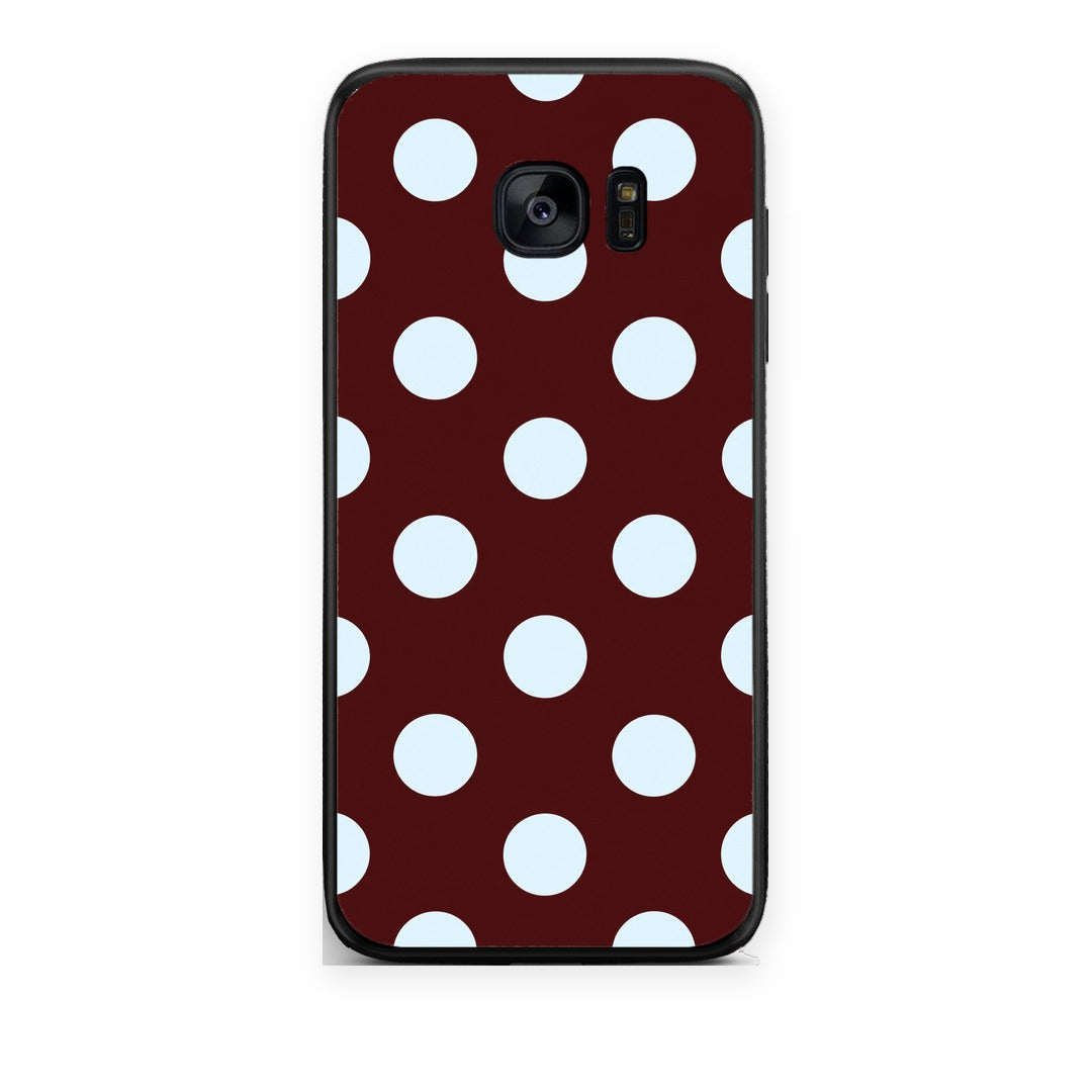 Θήκη Samsung Galaxy S7 Edge Pale Blue Large Polka Dots on Burgundy από τη Smartfits με σχέδιο στο πίσω μέρος και μαύρο περίβλημα | Samsung Galaxy S7 Edge Pale Blue Large Polka Dots on Burgundy case with colorful back and black bezels