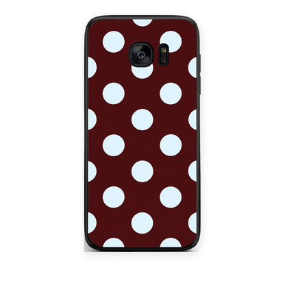 Θήκη Samsung Galaxy S7 Edge Pale Blue Large Polka Dots on Burgundy από τη Smartfits με σχέδιο στο πίσω μέρος και μαύρο περίβλημα | Samsung Galaxy S7 Edge Pale Blue Large Polka Dots on Burgundy case with colorful back and black bezels
