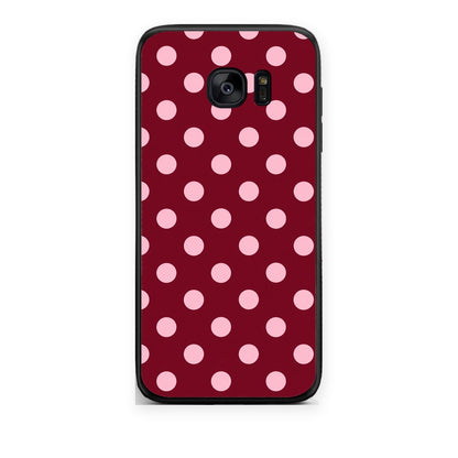 Θήκη Samsung Galaxy S7 Edge Pink Polka Dots on Burgundy από τη Smartfits με σχέδιο στο πίσω μέρος και μαύρο περίβλημα | Samsung Galaxy S7 Edge Pink Polka Dots on Burgundy case with colorful back and black bezels
