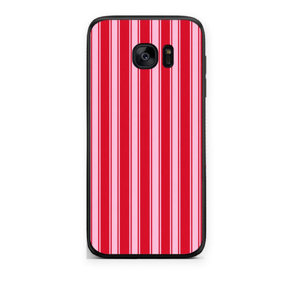 Θήκη Samsung Galaxy S7 Edge Red and Pink Vertical Pinstripes από τη Smartfits με σχέδιο στο πίσω μέρος και μαύρο περίβλημα | Samsung Galaxy S7 Edge Red and Pink Vertical Pinstripes case with colorful back and black bezels