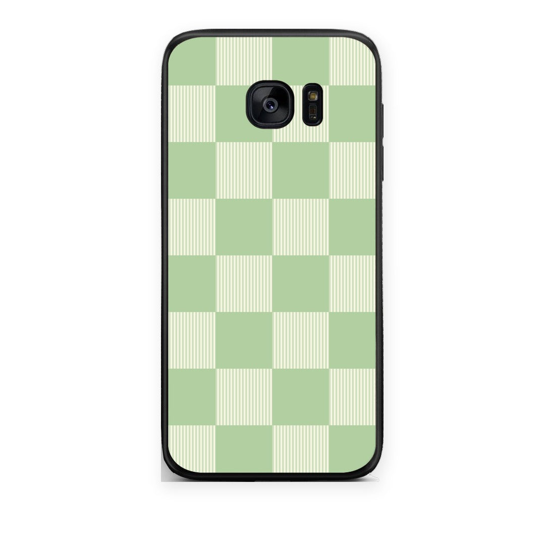 Θήκη Samsung Galaxy S7 Edge Sage and Cream Striped Checks από τη Smartfits με σχέδιο στο πίσω μέρος και μαύρο περίβλημα | Samsung Galaxy S7 Edge Sage and Cream Striped Checks case with colorful back and black bezels