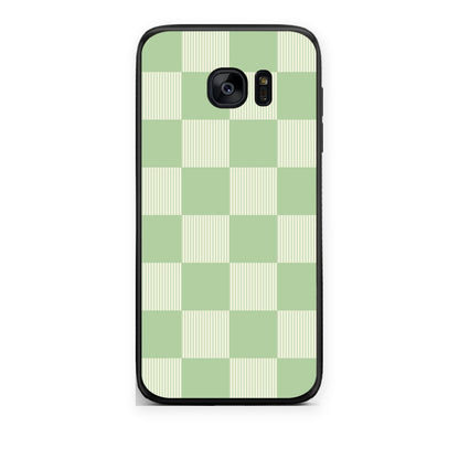 Θήκη Samsung Galaxy S7 Edge Sage and Cream Striped Checks από τη Smartfits με σχέδιο στο πίσω μέρος και μαύρο περίβλημα | Samsung Galaxy S7 Edge Sage and Cream Striped Checks case with colorful back and black bezels