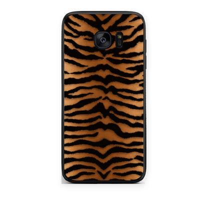 Θήκη Samsung Galaxy S7 Edge Tiger Print Orange and Black από τη Smartfits με σχέδιο στο πίσω μέρος και μαύρο περίβλημα | Samsung Galaxy S7 Edge Tiger Print Orange and Black case with colorful back and black bezels