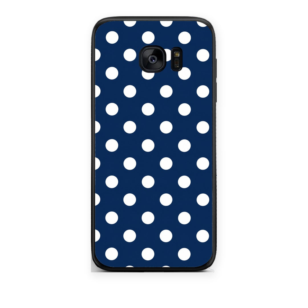 Θήκη Samsung Galaxy S7 Edge White Large Polka Dots on Navy από τη Smartfits με σχέδιο στο πίσω μέρος και μαύρο περίβλημα | Samsung Galaxy S7 Edge White Large Polka Dots on Navy case with colorful back and black bezels